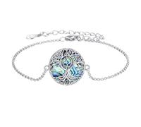 YFN Bracciale in argento Sterling con albero della vita, abalone shell albero della vita, gioielli regalo per donne e ragazze, Argento sterling, Senza Gemstone, Nodo strega