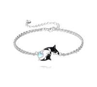 YFN Bracciale in argento Sterling S925 Orca con pietra di luna, elegante bracciale per donne e uomini