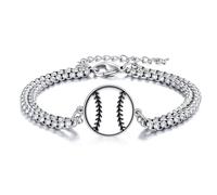 YFN Braccialetti da baseball in argento sterling 925 non mollare mai ciondolo croce gioielli da baseball amanti regali per uomini e donne giocatori di baseball