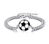YFN Braccialetti da calcio in argento Sterling 925 Non mollare Mai Pendente Croce Gioielli Amanti del Calcio Regali per Signore Uomo Calcio