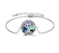 YFN Braccialetto con albero della vita, in argento Sterling, con conchiglia di abalone e albero della vita, gioiello regalo per donne, Normal, Argento Sterling, Nessuna pietra preziosa