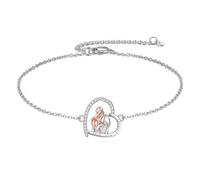 YFN Braccialetto con ciondolo a forma di cuore, in argento Sterling con papà e ragazza, con scritta in lingua tedesca "Ich liebe dich für immer Papa Tochter Jewelley für Damen Papa Geschenke