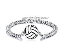YFN Bracciali da pallavolo in argento Sterling 925 non mollare mai Ciondolo Croce Gioielli Amanti Pallavolo Regali per Signore Uomo Pallavolo