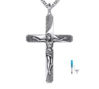 YFN Collana a croce per uomini e donne, in argento Sterling 925, ciondolo a forma di croce, urna commemorativa con catena da 22 + 2 pollici, gioielli ipoallergenici, confezione regalo inclusa, Normal
