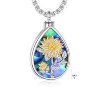 YFN Collana a forma di urna di girasole, in argento Sterling con ciondolo a forma di monumento, per cenere, regalo per uomo e donna