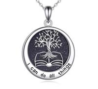 YFN Collana a libro, in argento Sterling con albero della vita, libro per donne, libro, regali per gli amanti dei libri, regali di laurea per lei