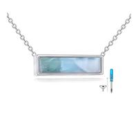 YFN Collana con barra di larimar in argento Sterling 925 per donne e ragazze, 6*22, Argento sterling, Nessuna pietra preziosa