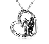 YFN Collana con Ciondolo a Cavallo in Argento Sterlina per Ragazze e Donne, Regalo Perfetto, 18 Pollici - Rosa e Nero