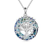 YFN Collana con ciondolo a forma di albero della vita, in argento Sterling 925, con ciondolo a forma di albero della vita, con cristalli blu, regalo per donne, madri, nonne