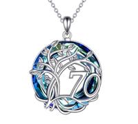 YFN Collana con ciondolo a forma di albero della vita, in argento Sterling 925, con ciondolo a forma di albero della vita, con cristalli blu, idea regalo per donne, madri, nonne
