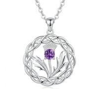 YFN Collana con ciondolo a forma di cardo scozzese, in argento Sterling, con nodo celtico, gioiello per compleanno, congratulazioni, anniversario, amore, regalo da donna