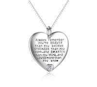 YFN Collana con ciondolo a forma di cuore in argento Sterling con scritta "Always Remember You are Braver Than You Believe" (lingua italiana non garantita)