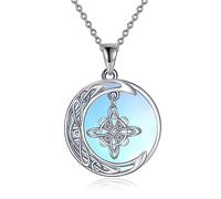 YFN Collana con ciondolo a forma di nodo celtico Triquetra in argento Sterling, lunghezza 45,7 cm (collana portafortuna celtica), Argento sterling, nessuna informazione, Pietra di luna