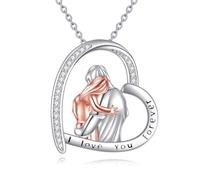 YFN Collana con ciondolo a forma di padre e figlia, in argento Sterling 925, per donna, regalo per figlia di papà