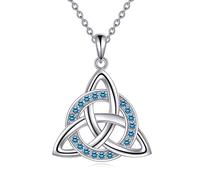 YFN - Collana con ciondolo a nodo celtico in argento Sterling con opale creato, gioielli dell'amore infinito, Piccolo, Argento sterling, Opale