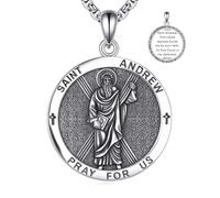 YFN Collana con ciondolo amuleto in argento Sterling 925 con ciondolo a forma di medaglietta della Santa con catenina rolò da 2,5 mm e 5,1 cm, gioiello religioso, regalo per uomini e donne, normal