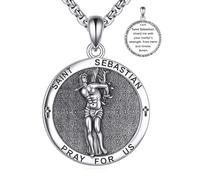 YFN Collana con ciondolo amuleto in argento Sterling 925 con ciondolo a forma di medaglietta della Santa con catenina rolò da 2,5 mm e 5,1 cm, gioiello religioso, regalo per uomini e donne, normal