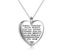 YFN - Collana con ciondolo in argento Sterling con scritta "Always Remember You are Braver Than You Believe", idea regalo