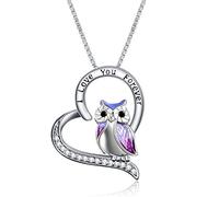 YFN Collana con Gufo in Argento Sterling Ti amo per sempre Regali con Gufo a Forma di Cuore per Donne e Ragazze
