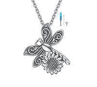 YFN Collana con urna a forma di libellula per ceneri, in argento Sterling, con ciondolo commemorativo per la perdita di una persona cara