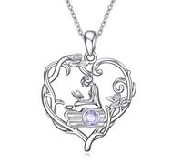 YFN Collana da donna in argento Sterling 925 con ciondolo a forma di libro con catenina da 45,7 + 5,1 cm, regalo di laurea, per studenti, amici, compagni di classe, lettori, bibliotecari, scrittori