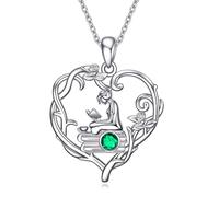YFN Collana da donna in argento Sterling 925 con ciondolo a forma di libro con catenina da 45,7 + 5,1 cm, regalo di laurea, per studenti, amici, compagni di classe, lettori, bibliotecari, scrittori