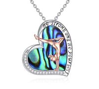 YFN Collana da ginnastica in argento Sterling 925 con ciondolo a forma di cuore, gioiello regalo per donna