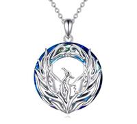 YFN Collana di fenici in argento 925 Ciondolo di fenice in cristallo blu Regali di gioielli per donne