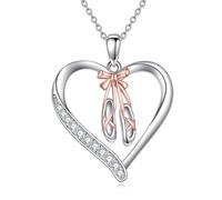 YFN Collana di scarpette da ballo in argento 925 Ciondolo di ballerina Regalo di gioielli per donne amanti del balletto