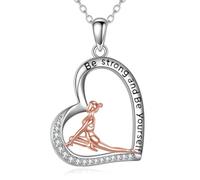 YFN Collana di yoga in argento 925 Ciondolo a forma di cuore Regali di sport e hobby per donne e ragazze