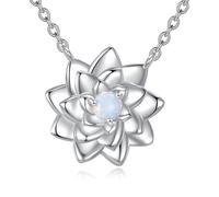 YFN Collana in argento Sterling con ciondolo a forma di fiore di opale loto, idea regalo per donna e mamma