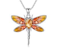 YFN Collana in argento Sterling con libellula per le donne, delicato ciondolo in argento 925 con catena da 18+2", elegante regalo per ragazze, donne, amate fidanzate