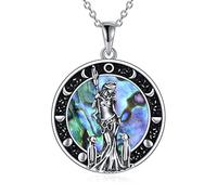 YFN Collana in argento Sterling con tripla luna, dea greca della magia, collana Wiccan protezione gioielli per le donne, Argento sterling, Nessuna pietra preziosa