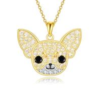 YFN Collana per cani in argento Sterling 925 con ciondolo a forma di cane dolce testa di cane regalo per voi signore, Non pietra preziosa
