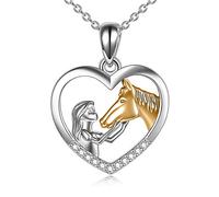 YFN Collana per Ragazze e Cavalli in Argento Sterling - Gioielli e Regali per Donne (Gold)