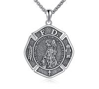 YFN Collana San Floriano Argento Sterling Ciondolo Protettore Religioso Gioielli Regalo San Floriano per Uomo Vigili del Fuoco