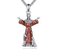 YFN Collana San Francesco Ciondolo Religioso Protettore in Argento Sterling San Francesco Gioielli Regali per Donne Uomini