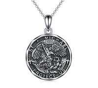 YFN Collana San Michele Argento Sterling Ciondolo Religious Protector Gioielli Saint Michele Regalo per Donna Uomo