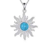 YFN Collana turchese in argento sterling con ciondolo a forma di sole boho gioielli regalo per donna mamma