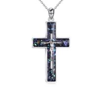 YFN Crocifisso, collana a forma di croce, in argento Sterling 925, con ciondolo a forma di Gesù, per uomo e donna, Argento sterling, Nessuna pietra preziosa