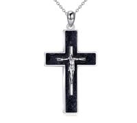YFN Crocifisso, collana a forma di croce, in argento Sterling 925, con ciondolo a forma di Gesù, per uomo e donna, Argento sterling, Nessuna pietra preziosa