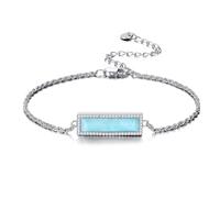 YFN Larimar Bracciale da donna in argento sterling 925, con pietra blu Larimar