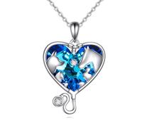 YFN Medicina veterinaria, collana in argento sterling 925, con ciondolo per assistente veterinario, stetoscopio, gioielli di cristallo per donna