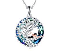 YFN Nuoto catena in argento sterling 925 balneazione cristallo ciondolo collana albero della vita gioielli compleanno regalo di laurea per le donne nuotatori