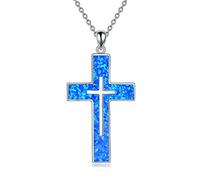 YFN Opale Croce Collana Argento Sterling Croce Ciondolo Gioielli Regali per le Donna Uomo