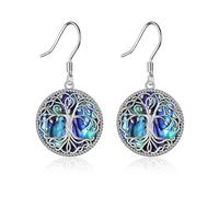 YFN Orecchini a forma di albero della vita, in argento Sterling con conchiglia di abalone, con nodo celtico, idea regalo per donne, mamma, nonna