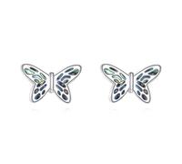 YFN Orecchini a forma di farfalla in argento Sterling placcato oro abalone orecchini a bottone delicati gioielli abalone regalo per le donne