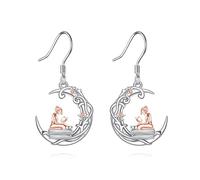 YFN Orecchini a libro, in argento Sterling, a libro, a forma di luna, amante dei libri, orecchini da lettura, gioielli per donne e ragazze