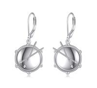 YFN Orecchini a tamburo, in argento Sterling 925, gonna e rotolo di bacchetta da appendere a goccia, orecchini a leva, gioielli musicali, regali per uomini e donne