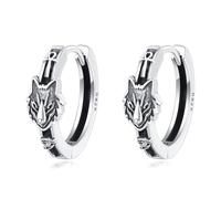 YFN Orecchini da uomo in argento sterling S925 con design a conchiglia lupo e abalone